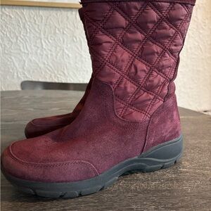 Lands' End Burgundy Quilted Winter Boots